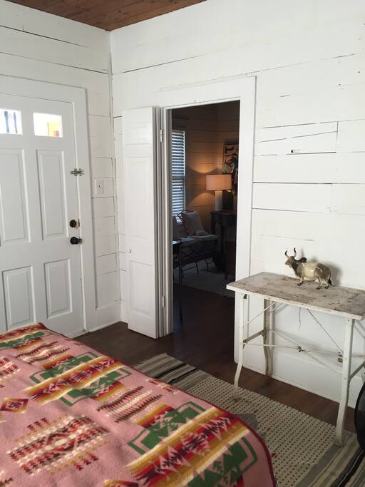 Private entrance and directly off of living room.