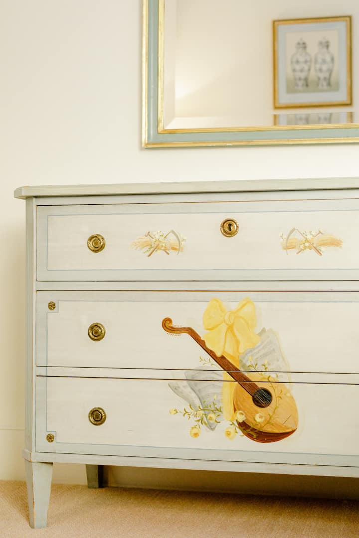 Admire this hand painted Swedish dresser.