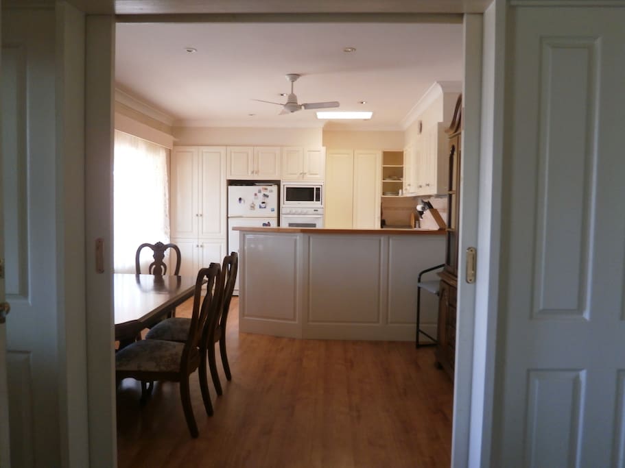 Open plan kitchen and dining area