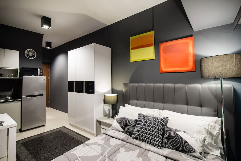 Large wardrobe closet and complete amenities with enticing LED lighting.