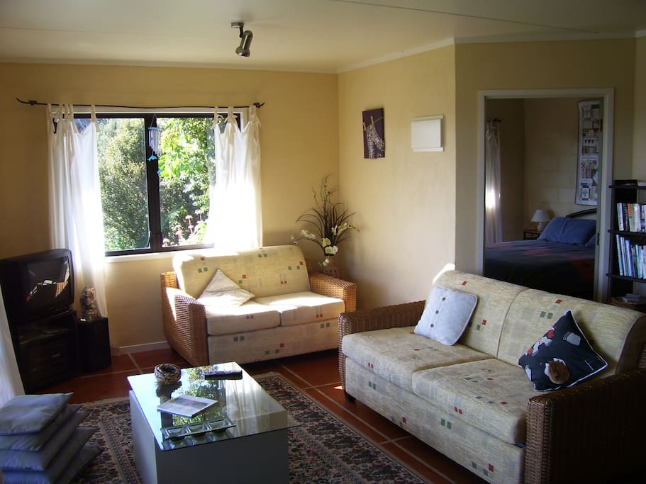 The living area of the apartment with a Mediterranean feel