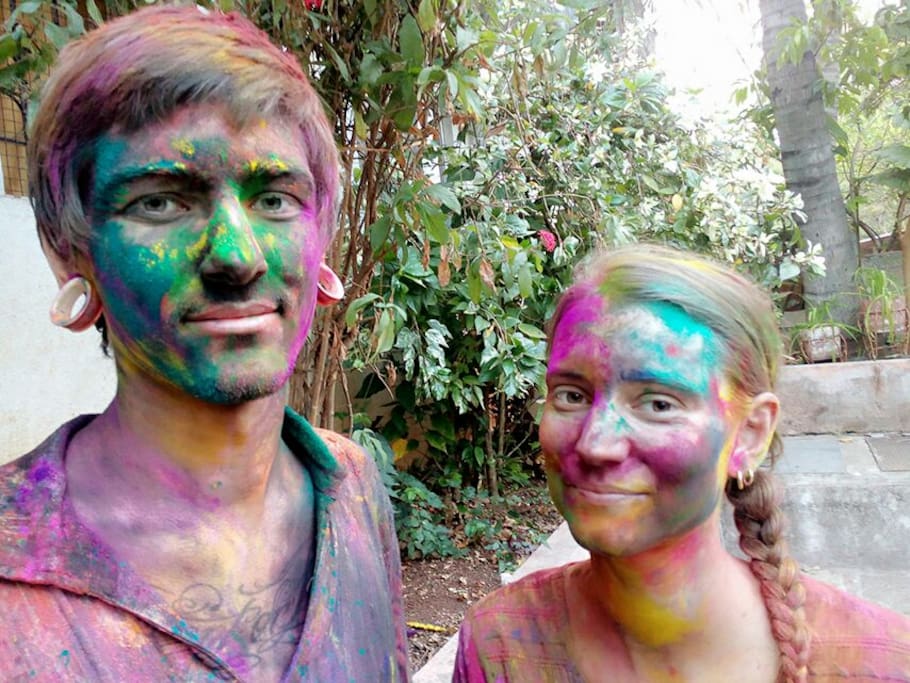 Guest from Germany enjoying the Colour festival of India- Rang Panchami