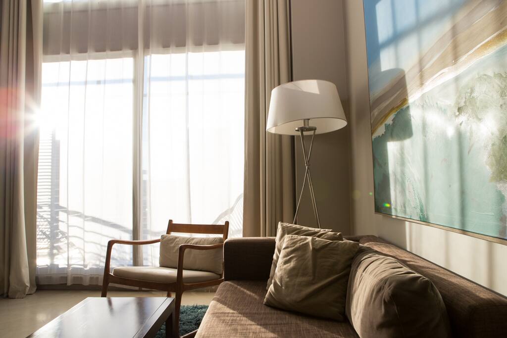 Morning sun in the living room.
