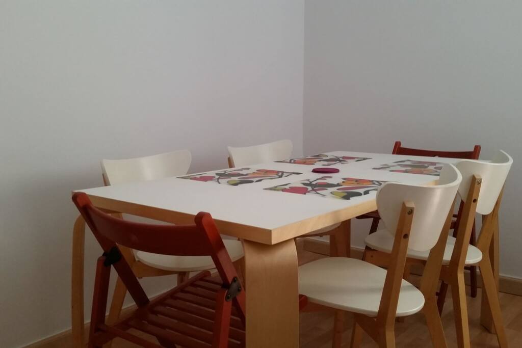 ample dining space in large kitchen