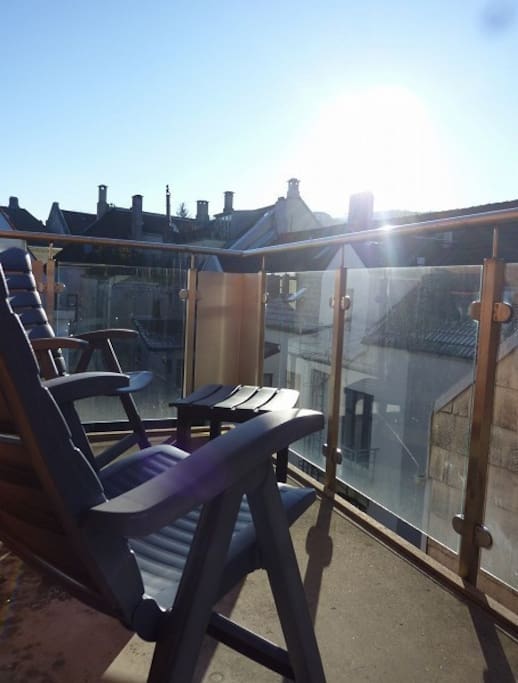 Enjoy your morning coffee on the private balcony