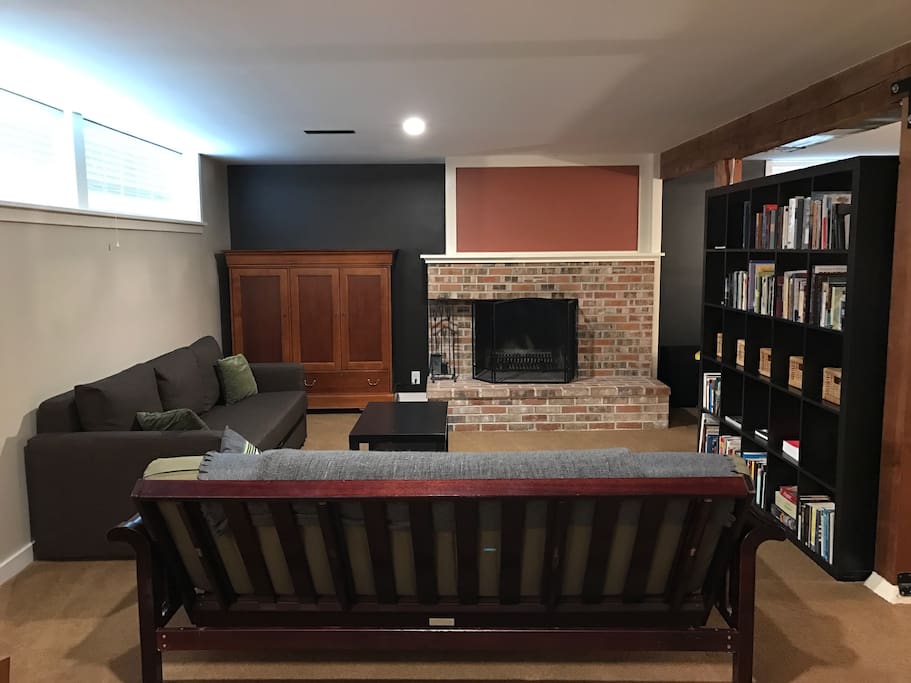 When you walk in you view the living room and library.