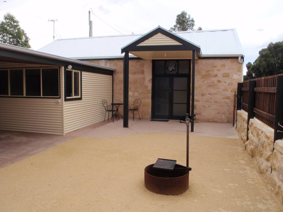 Fire ring in the fully enclosed courtyard