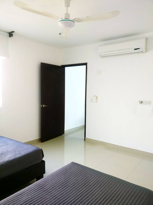 Bedroom entrance, A/C and Beds