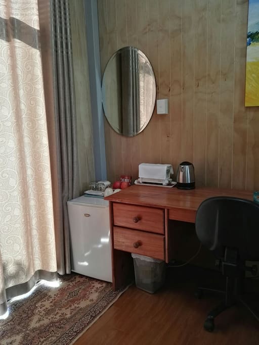 fridge and table