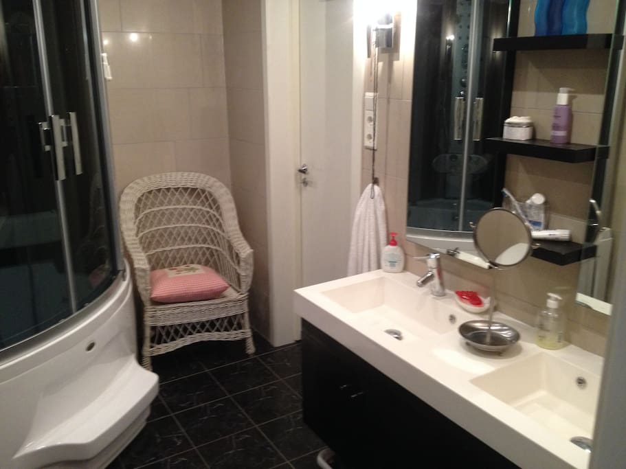 The bathroom is big and nice