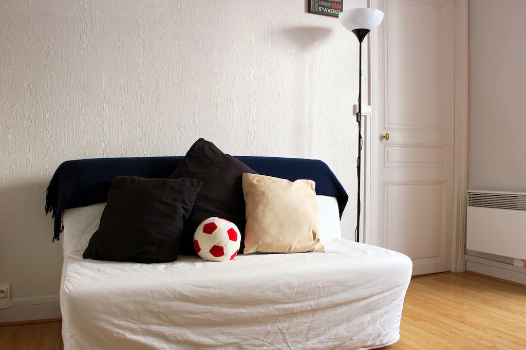 Comfortable couch that can be set up as a double size bed