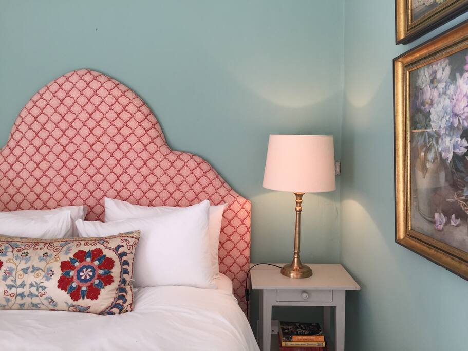 The bedroom is set back from the cobbled street and has wonderful morning light.