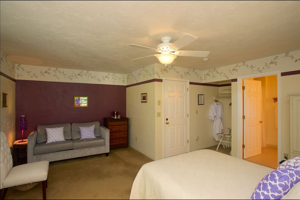 Your room is spacious with a pull-out sofa, & flat-screen TV.
