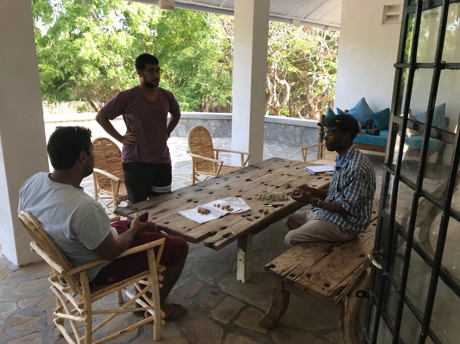 Students learning permaculture from Benji