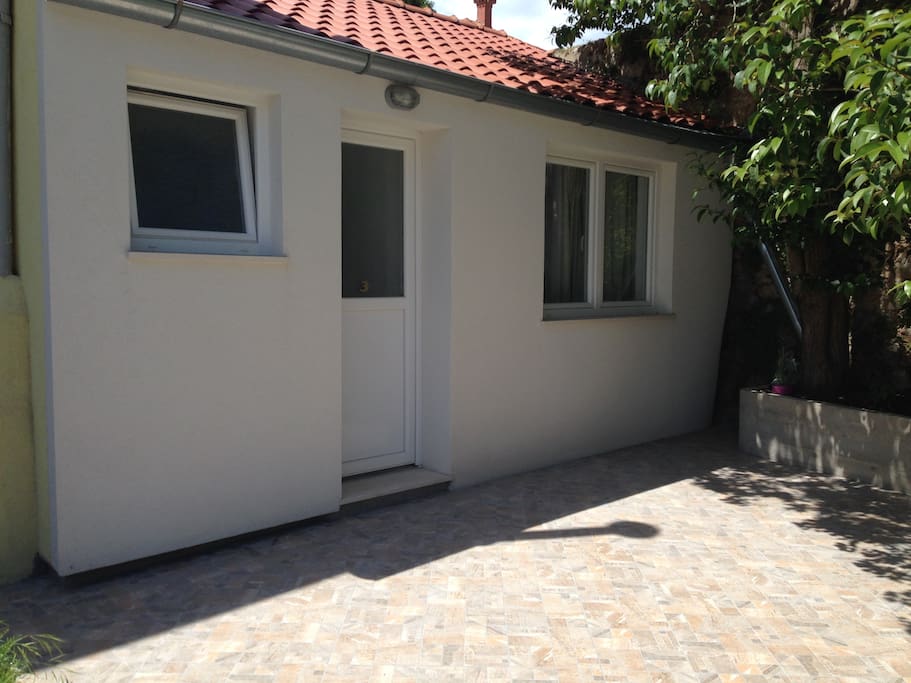 front door and terrace