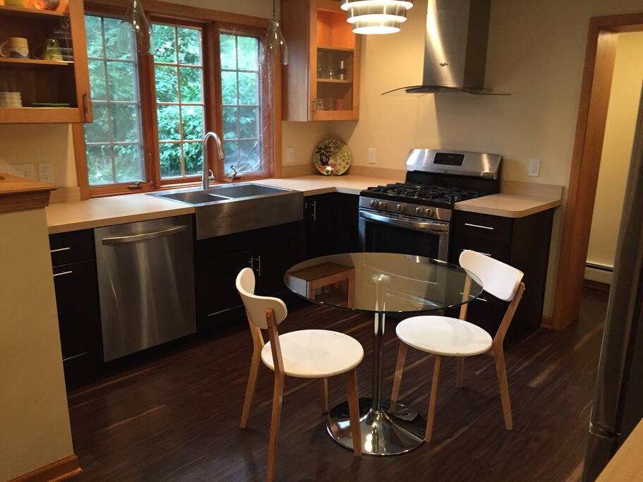 Spacious garden apartment walks out to private yard.
