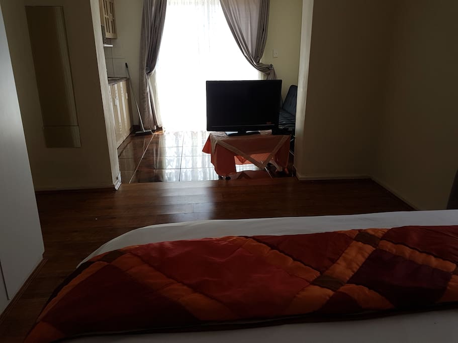 Bedroom towards kitchenette