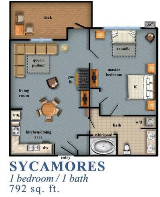 Floor plan of 1 bedroom deluxe