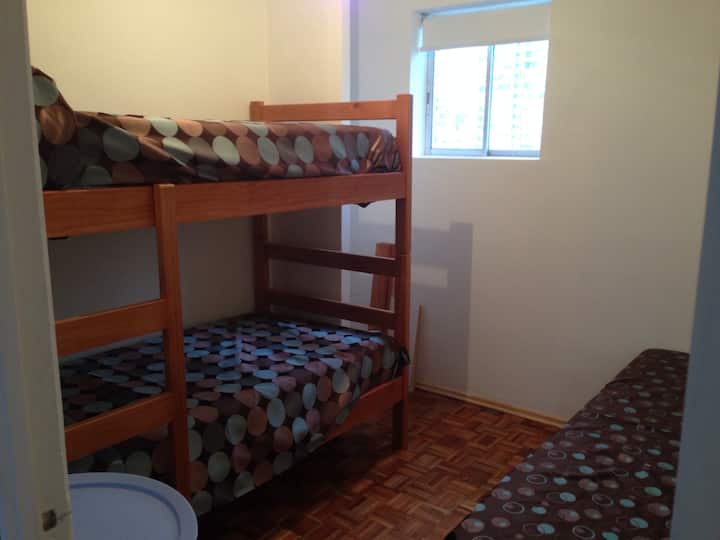 Bedroom 4, with bunk bed plus one bed, for 3 people.