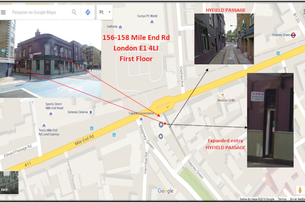 Map from STEPNEY GREEN Station to our accommodation, only 4 minutes walking.