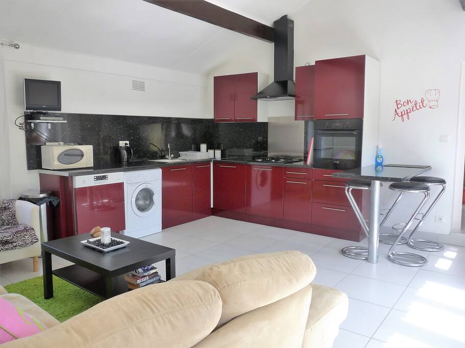 Spacious open plan lounge and kitchen area