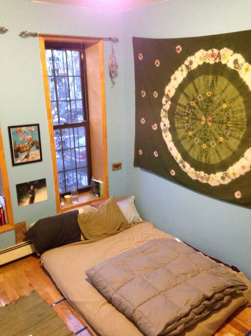 bed and front window