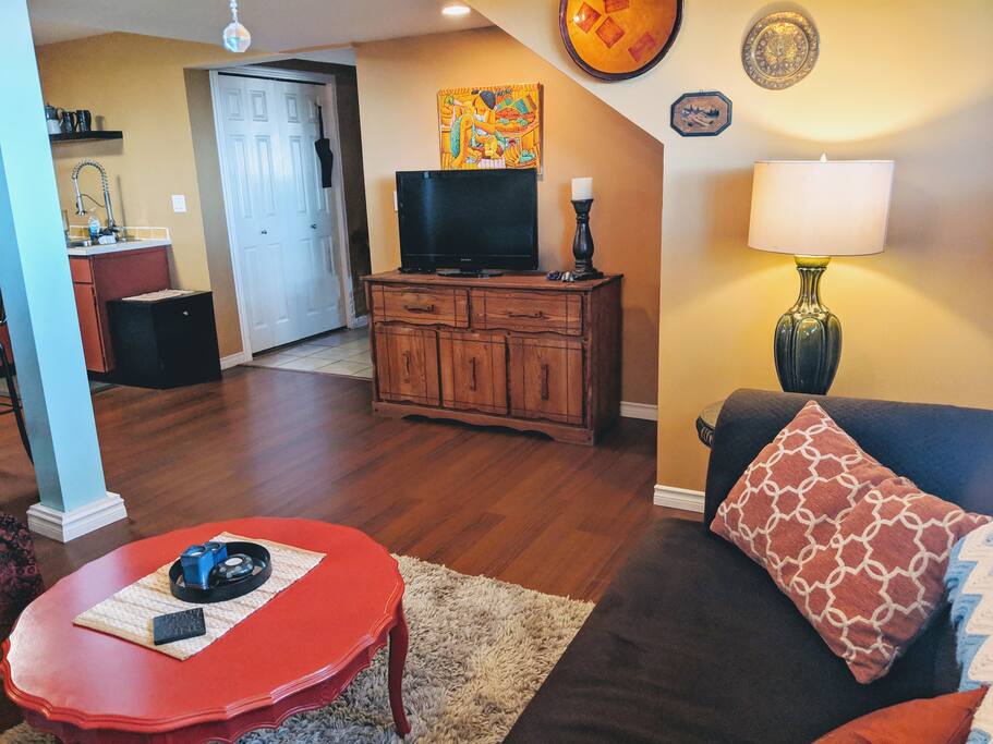 A TV with Roku box and Chromecast