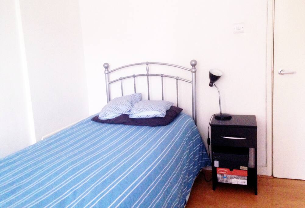 Single but comfy bed. There is an extra mattress under it.
