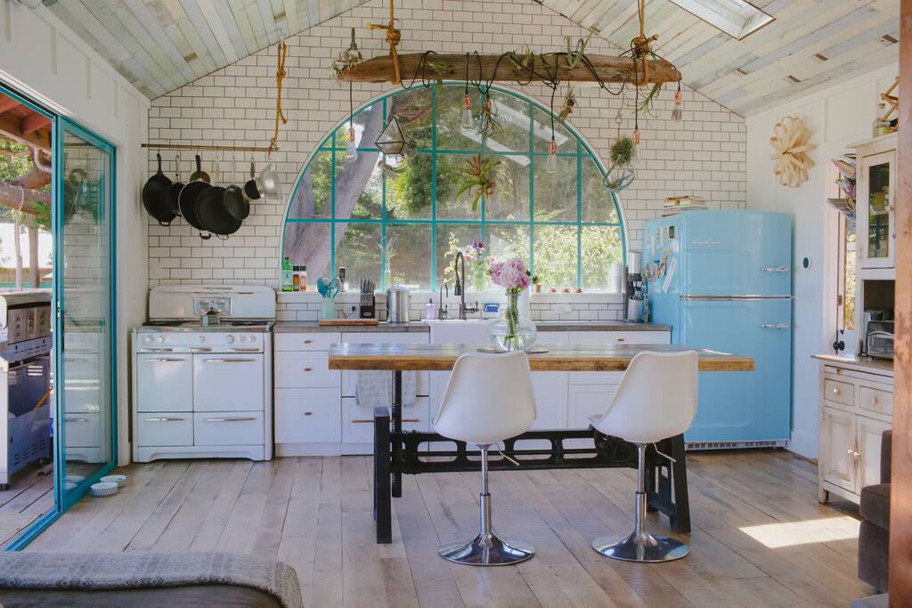 A comfortable and newly renovated kitchen, stocked with everything you'll need for a feast.