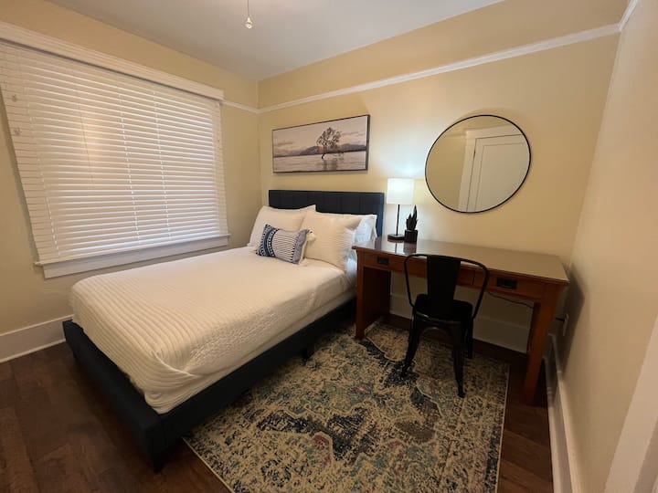 Need a workspace? Bedroom 3 has a large desk, double bed, and walk-in closet. 