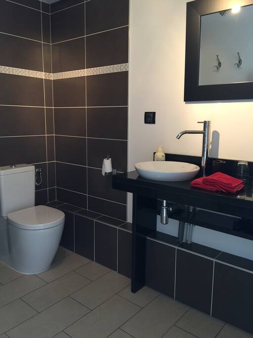 Salle de douches avec toilette