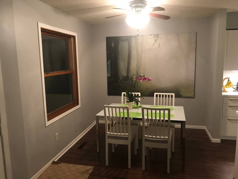 Upstairs dining area. Shared space during your stay. Most welcome to use our newly installed kitchen and coffee bar.