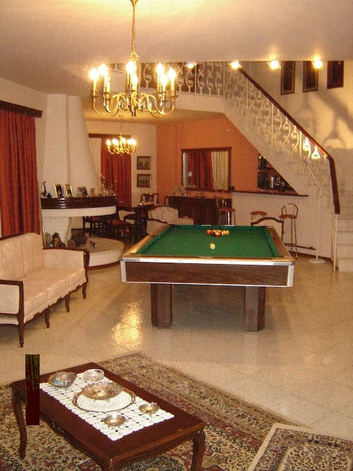 the living room, with billiards
