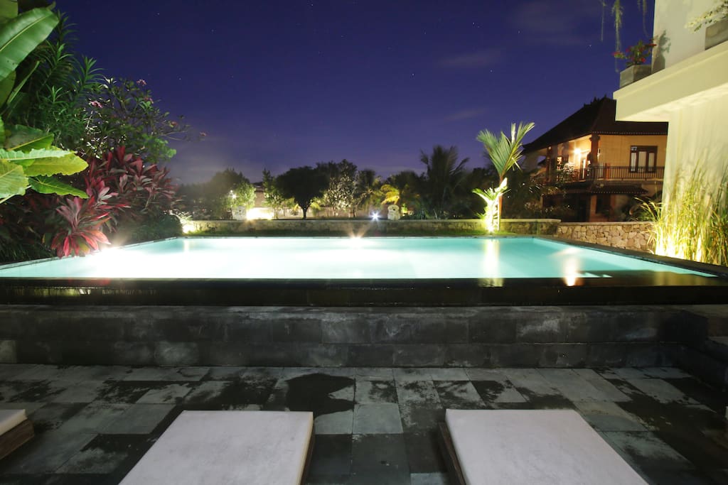 swimming pool in the evening