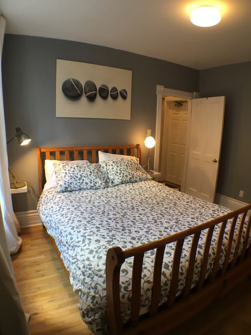 Queen sized bed and spacious closet
