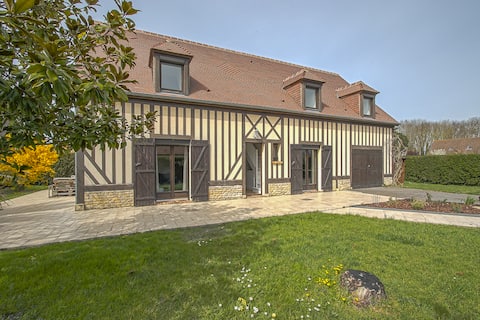 LA CHAUMIÈRE-Maison Normandeche Mer-Jardin