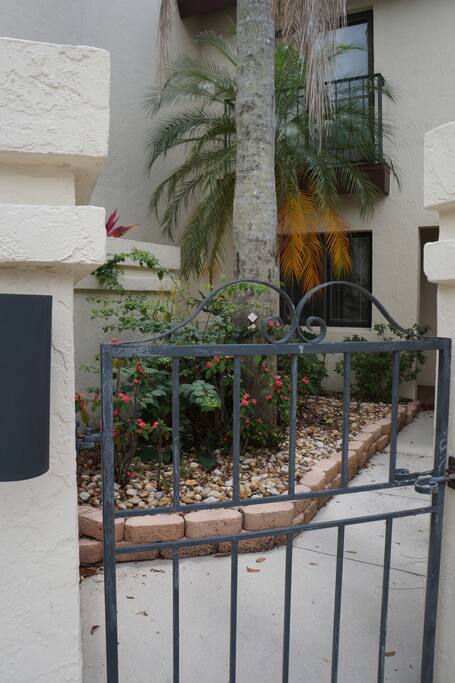 Lovely tropical garden as you enter