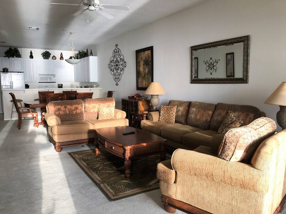 Spacious open living area with good light