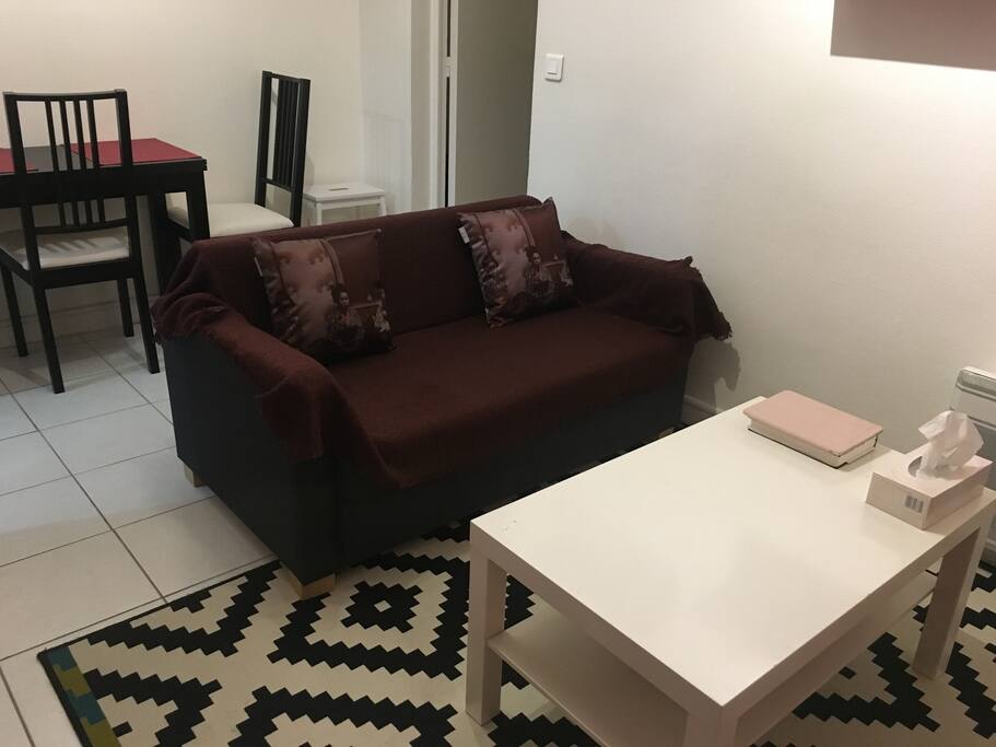 Living area with a small cosy sofa