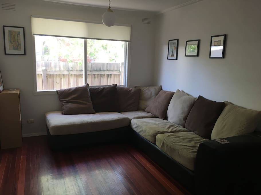 The lounge room, featuring the world's most inviting couch.