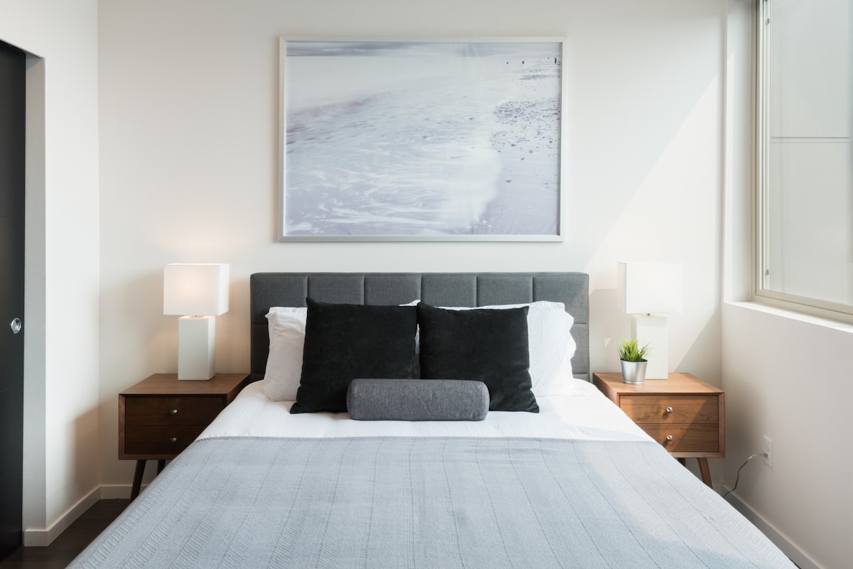 Master bedroom with attached master bath and a/c