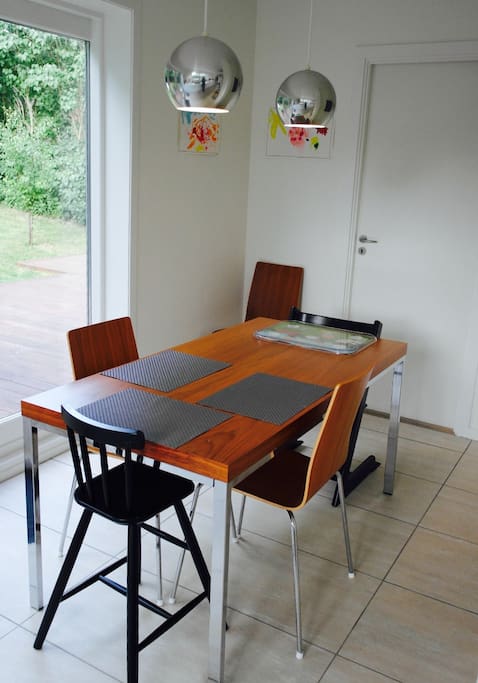 Breakfast table in kitchen