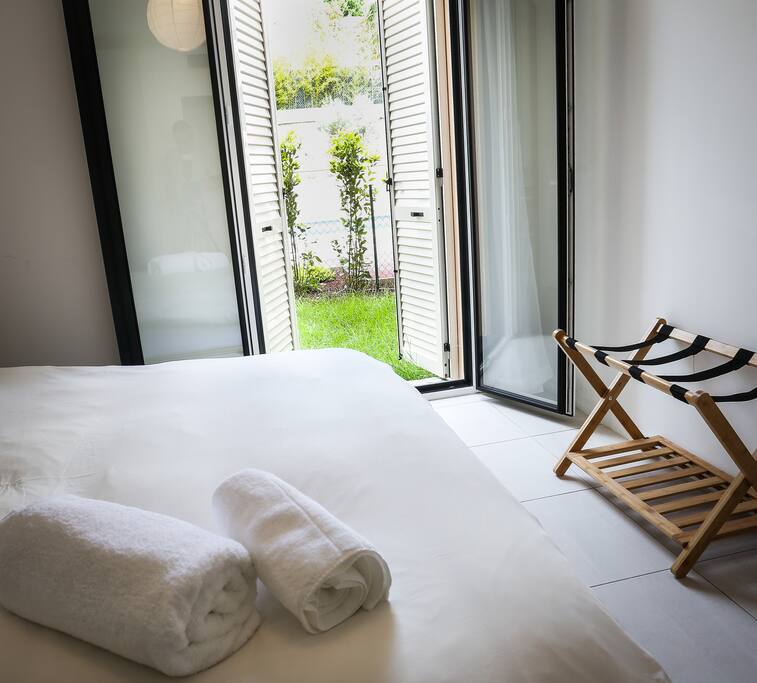Bedroom 1 looking out to the pool.
