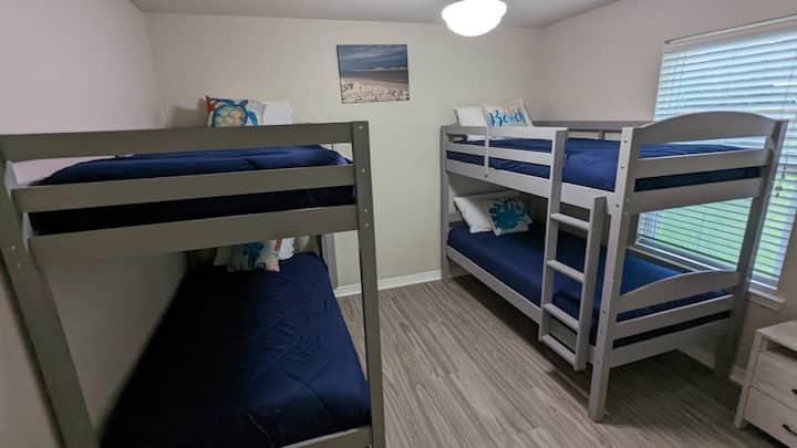 Our 5 twin-size bunk beds are perfect for kids or grown-ups—always ready to provide a cozy and fun sleeping space!