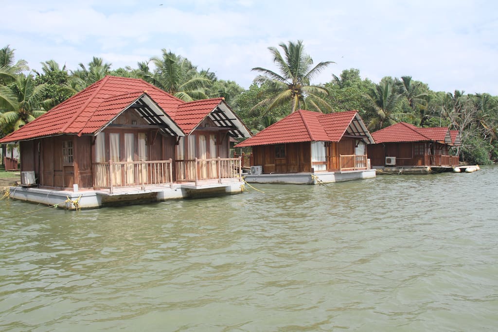 Floating cottages on Poovar Island