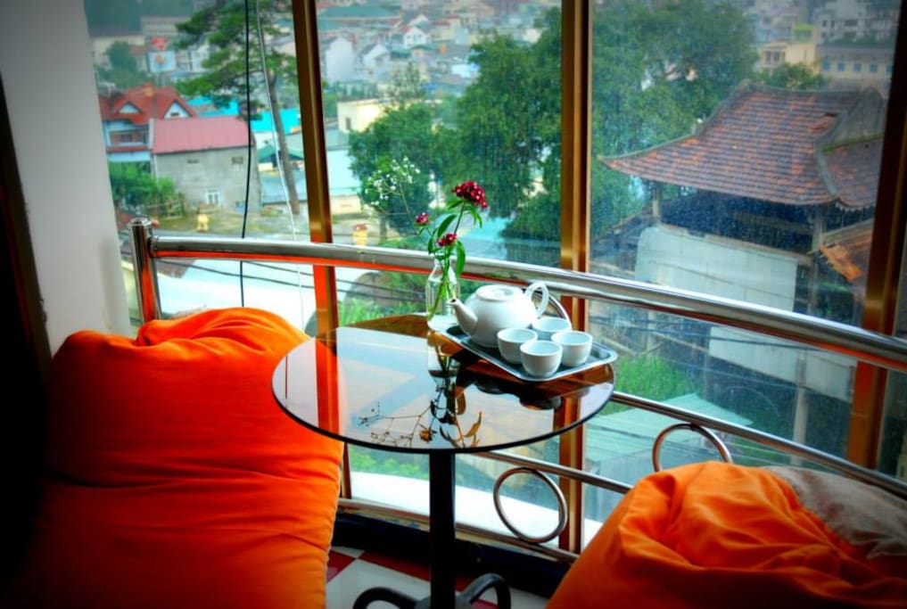 Our landings offer peacful places to sit and take in the view, especially good on a rainy day