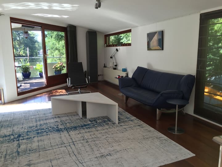 Uniquely located houseboat in a park near the centre