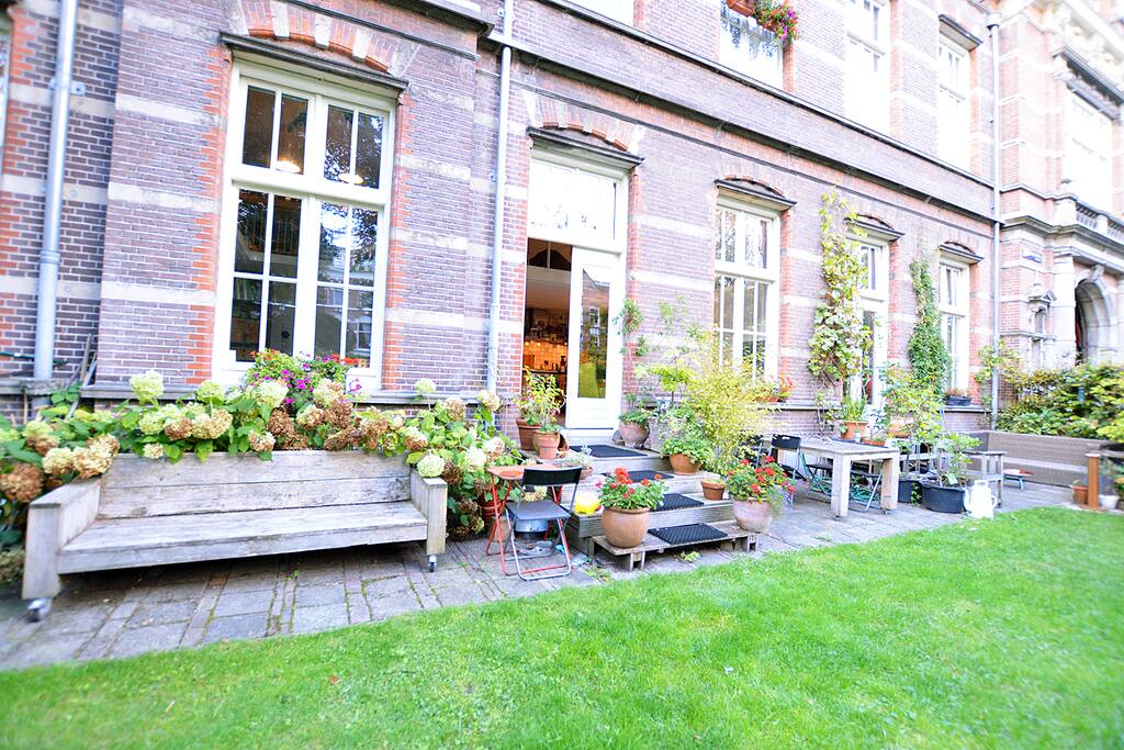 Lovely outside view from the garden of the apartment and a terrace where you can relax
