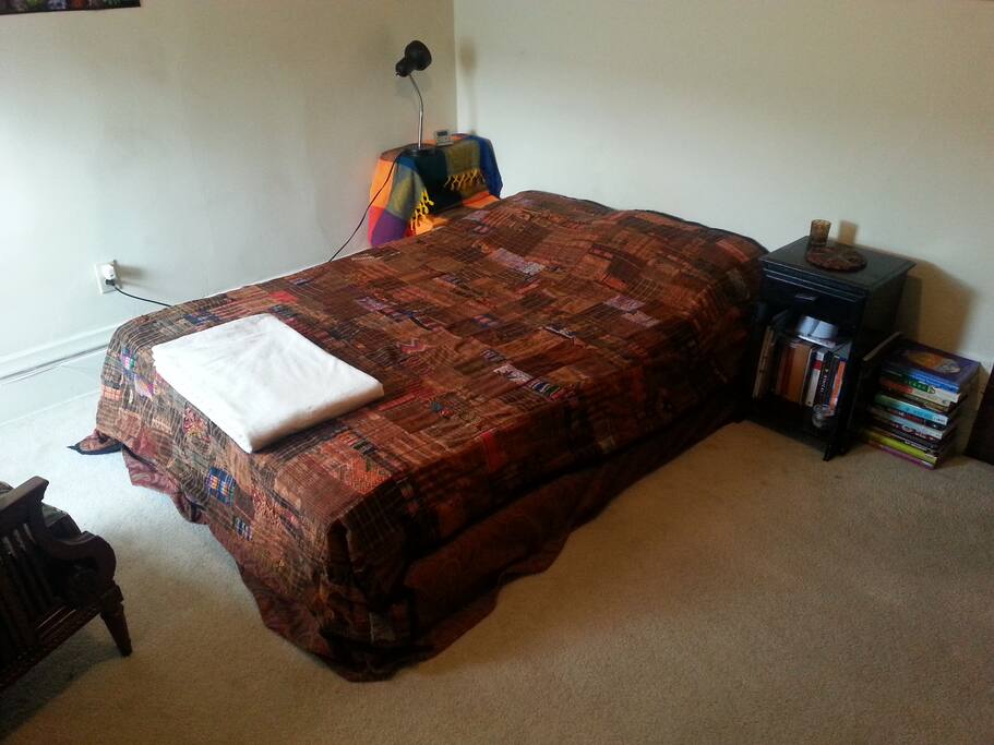 Warm, cozy bed with memory foam mattress