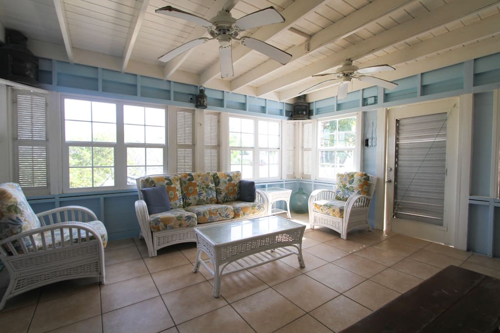 the "Bahama room" for relaxing inside during sunny hours